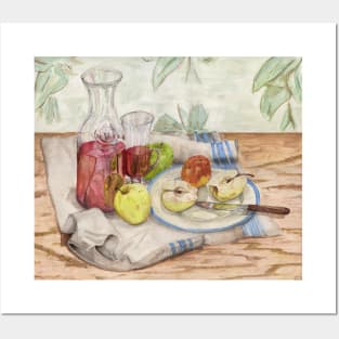 Still life of fruit and wine - Painting Posters and Art